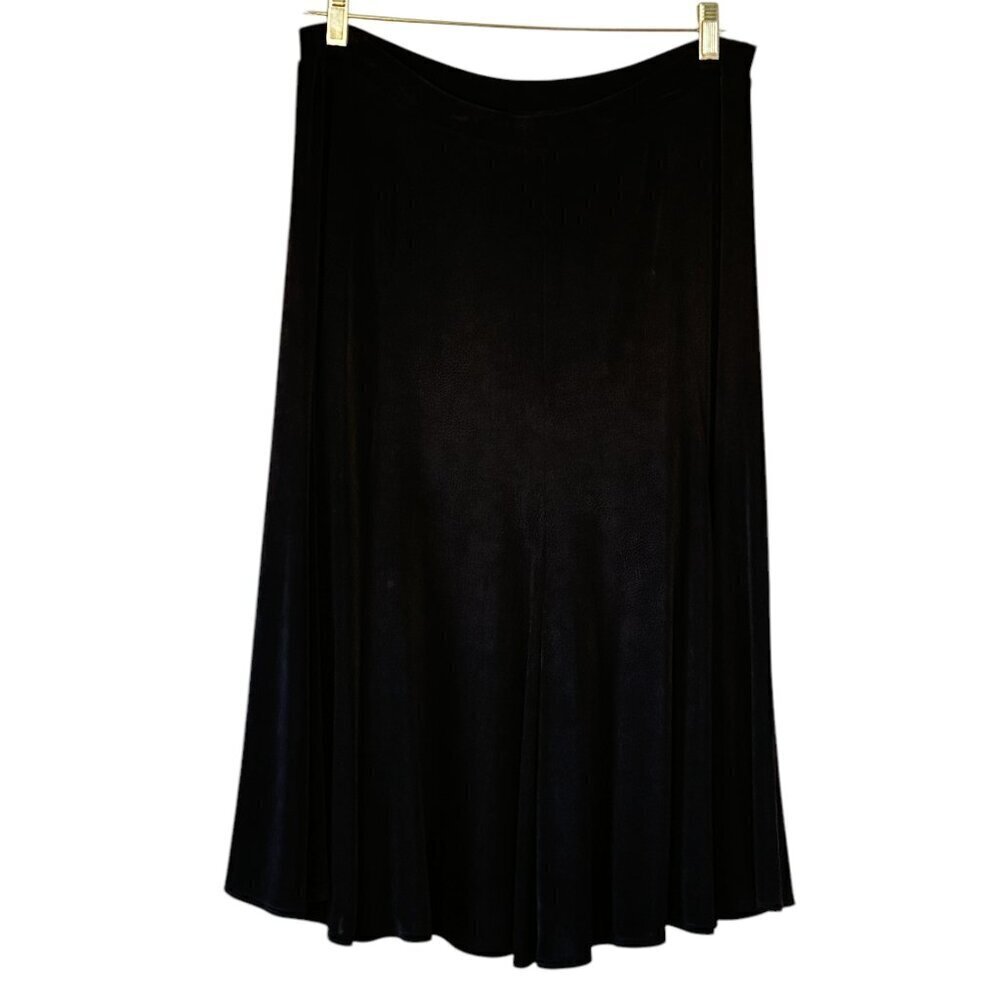 Chico’s Travelers Jordana Swing Skirt Black Flared Skirt with Elastic Waist XL - Picture 3 of 8